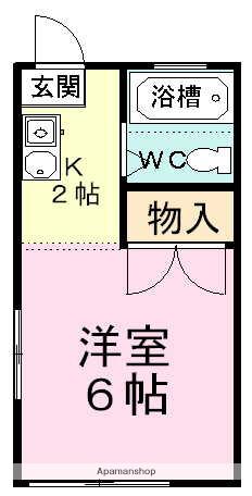 サンハイツ中田(1K/2階)の間取り写真