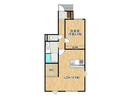 VESSELL堤町(1LDK/1階)の間取り写真
