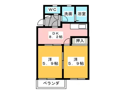 ディアス神尾(2DK/2階)の間取り写真