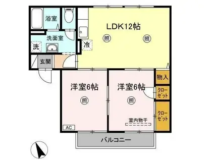 スペースエイト(2LDK/1階)の間取り写真