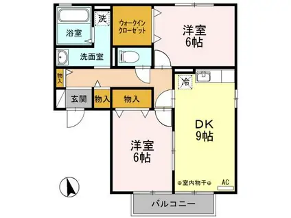 ヴィラージュ・ガーデンA 堀込町(2DK/2階)の間取り写真