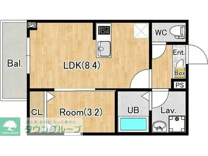 ジーメゾン所沢若狭(1LDK/2階)の間取り写真