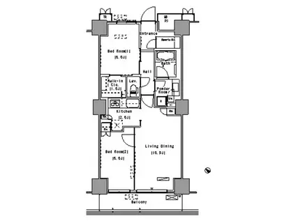 パークアクシス豊洲(2LDK/11階)の間取り写真