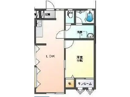 ロンディネ金池B(1LDK/1階)の間取り写真