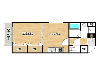 リゾ北白川(1DK/3階)の間取り写真