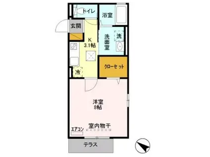 シャルムマリー(1K/1階)の間取り写真