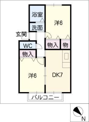ル・クレール(2DK/2階)の間取り写真