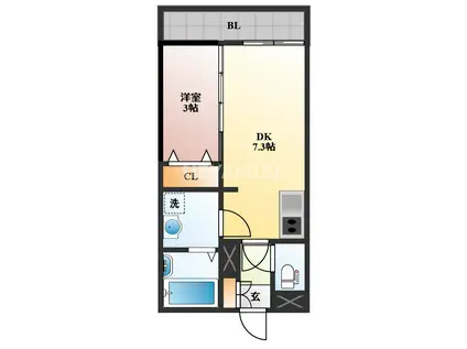 トレス天満A(1DK/2階)の間取り写真