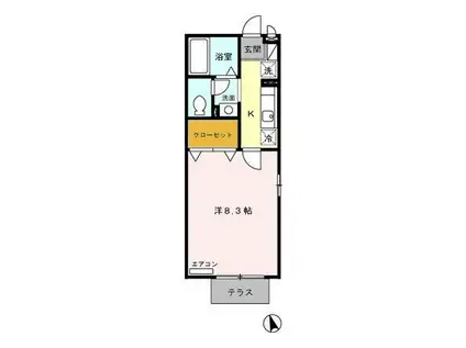 ソレイユ(1K/1階)の間取り写真