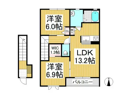 アクアメゾン(2LDK/2階)の間取り写真