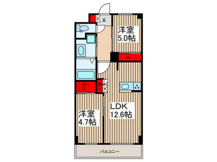 S-RESIDENCE東浦和AGUA(2LDK/3階)の間取り写真