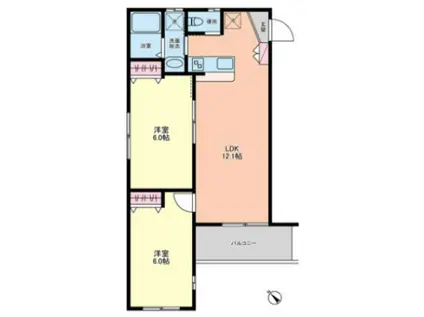 グランコート茗荷谷(2LDK/1階)の間取り写真