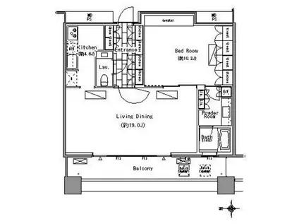 芝浦アイランド エアタワー(1LDK/42階)の間取り写真