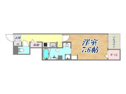 グランブル5(1K/1階)の間取り写真