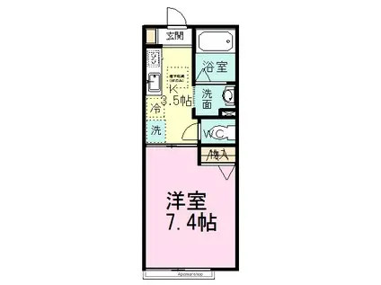 グランデール(1K/2階)の間取り写真