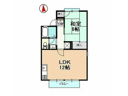 リュミエールA(1LDK/2階)の間取り写真