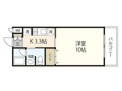 JRBハイツ矢野I番館(1K/3階)の間取り写真