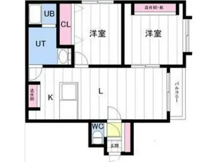 フラット佳月(2LDK/4階)の間取り写真