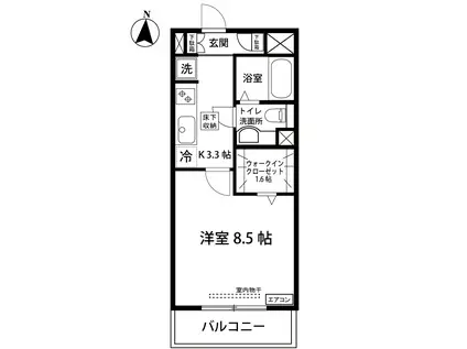 カロス新百合(1K/1階)の間取り写真
