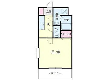 ゴオナカマンションII(1K/4階)の間取り写真