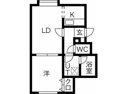 セントラルパークA棟(1LDK/1階)の間取り写真
