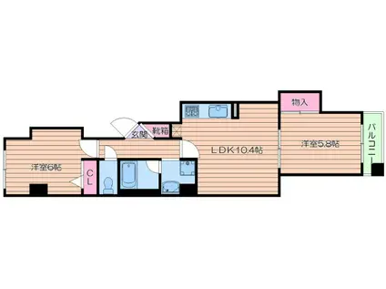 リシェ阿倍野元町(2LDK/2階)の間取り写真