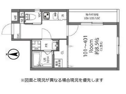 ベルポスト明大前(1K/3階)の間取り写真