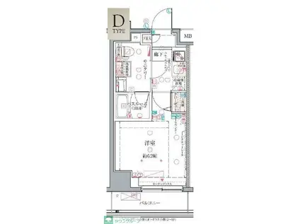 CREVISTA綾瀬(1K/2階)の間取り写真