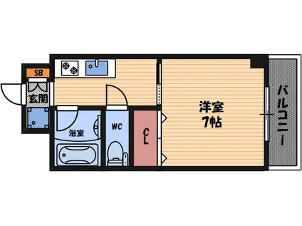 ヴェルドゥール北春日丘(1K/2階)の間取り写真