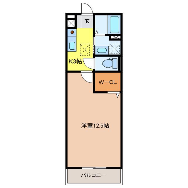 セジュール川崎(1K/2階)の間取り写真