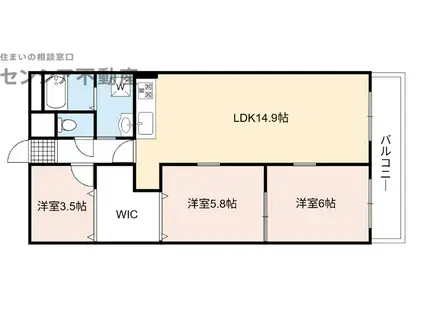 朝日プラザ鶴見緑地公園南(3LDK/2階)の間取り写真