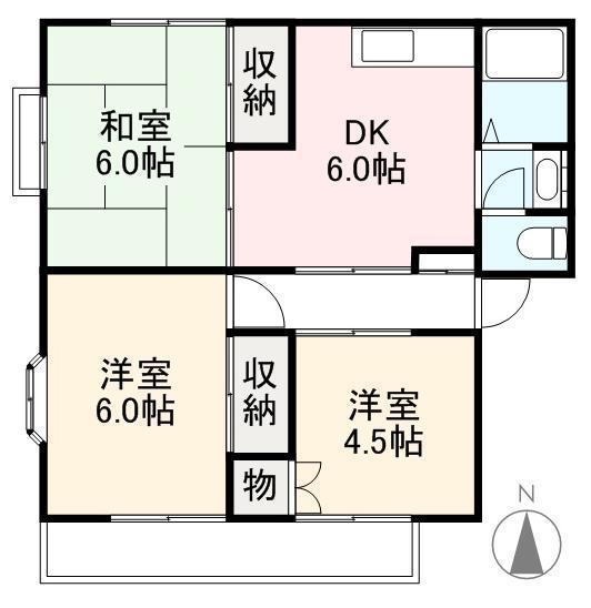 ハイムクレイドル(3DK/2階)の間取り写真
