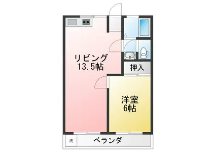 石原ハイツ(1LDK/2階)の間取り写真