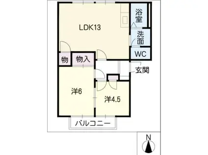 リバーヒルズ(2LDK/1階)の間取り写真