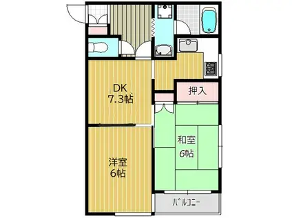 湊ハイツ(2DK/3階)の間取り写真