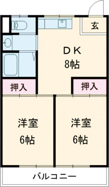 タウンハウス(2DK/3階)の間取り写真