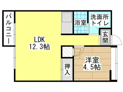 MOON中原東(1LDK/3階)の間取り写真