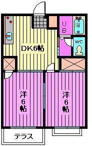 エトワールハイツ(2DK/2階)の間取り写真