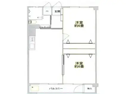 南常盤台ハイム(2DK/4階)の間取り写真