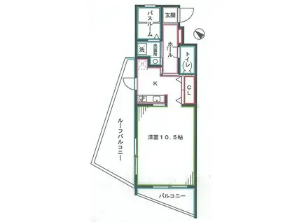 モンテローザ(ワンルーム/2階)の間取り写真