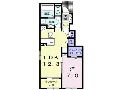 サングレイス橘 B(1LDK/1階)の間取り写真