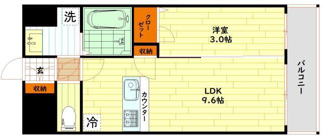 プレサンス深江橋ラヴィゲート(1LDK/12階)の間取り写真