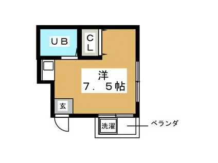 アーバンハイツ3/19退去(ワンルーム/2階)の間取り写真