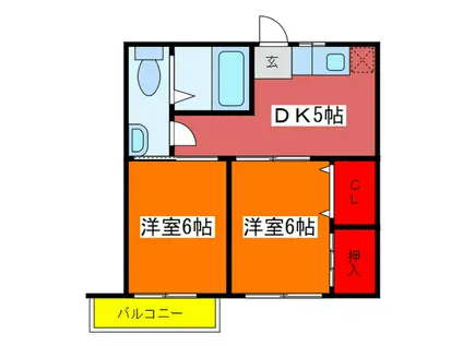 ハイツ林(2DK/3階)の間取り写真