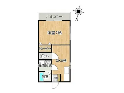 ベルメゾン大野II(1DK/2階)の間取り写真