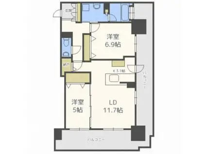 プレミスト札幌ターミナルタワー(2LDK/8階)の間取り写真