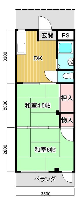 辰巳マンション(3DK/4階)の間取り写真