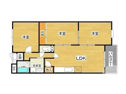 浜寺パークハイツ(3LDK/1階)の間取り写真