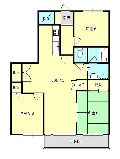 メゾン朝気(3LDK/2階)の間取り写真