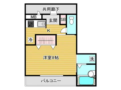 U-HOUSE船橋本町(1K/3階)の間取り写真